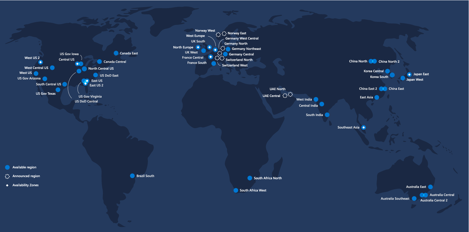 Azure Regions Map der Scheer GmbH