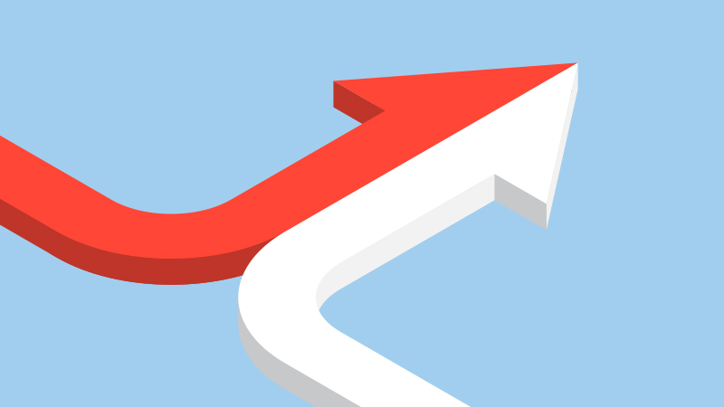 arrows converging into one