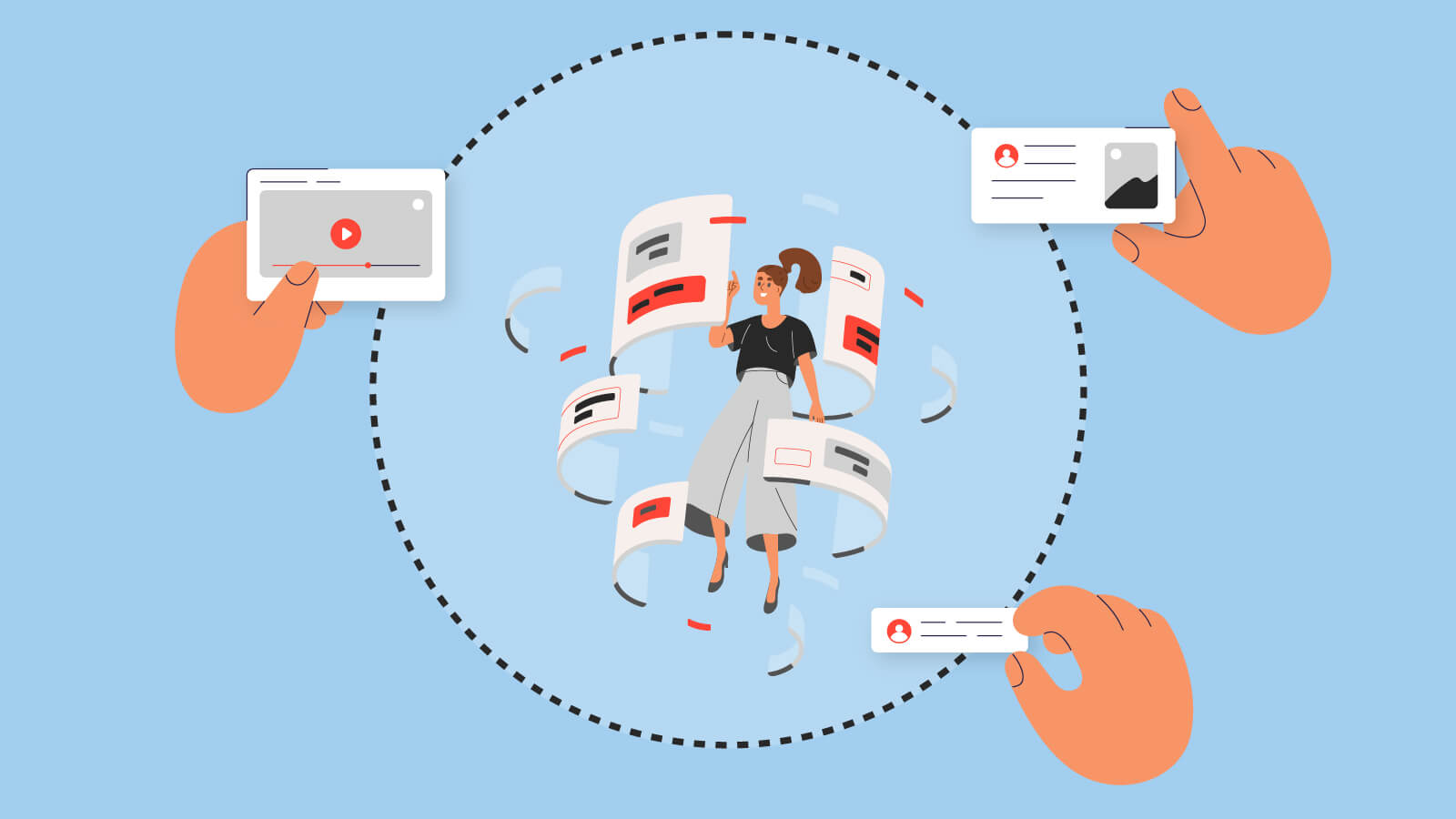 person surrounded by design